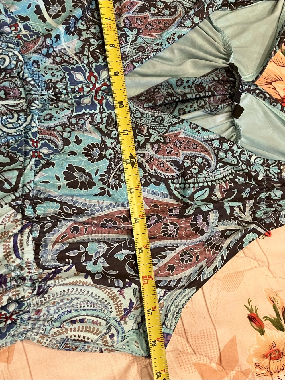 Apt. 9 Teal Paisley Print V-Neck Midi Dress - Picture 12 of 12